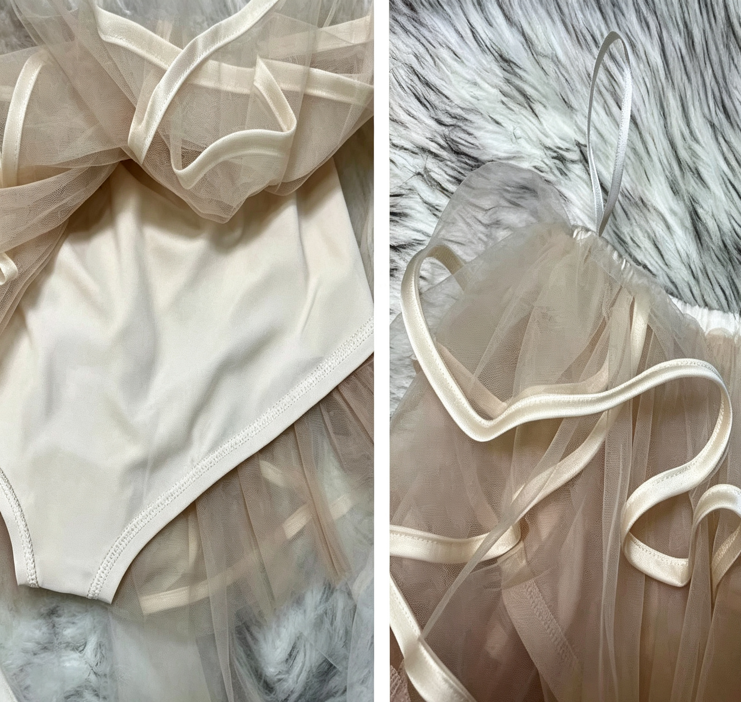 Nude Spaghetti Strap 3D Floral Corset Top & Tiered Satin Trim Tulle Mini Skirt Set