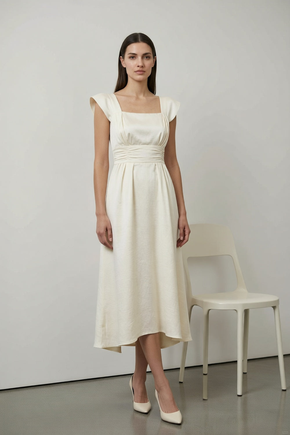 Scandinavian Minimal linen-viscose Midi Skirt for summer dinner plum linen-viscose, cotton poplin or washed silk blend Midi Skirt - product view 5
