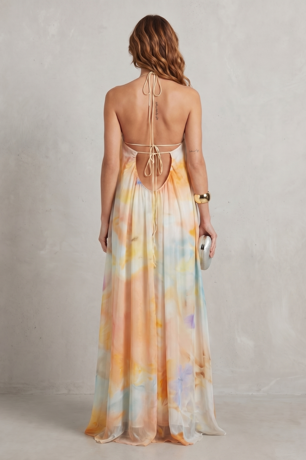 Corinelle – Watercolour halter grace – Maxi dress