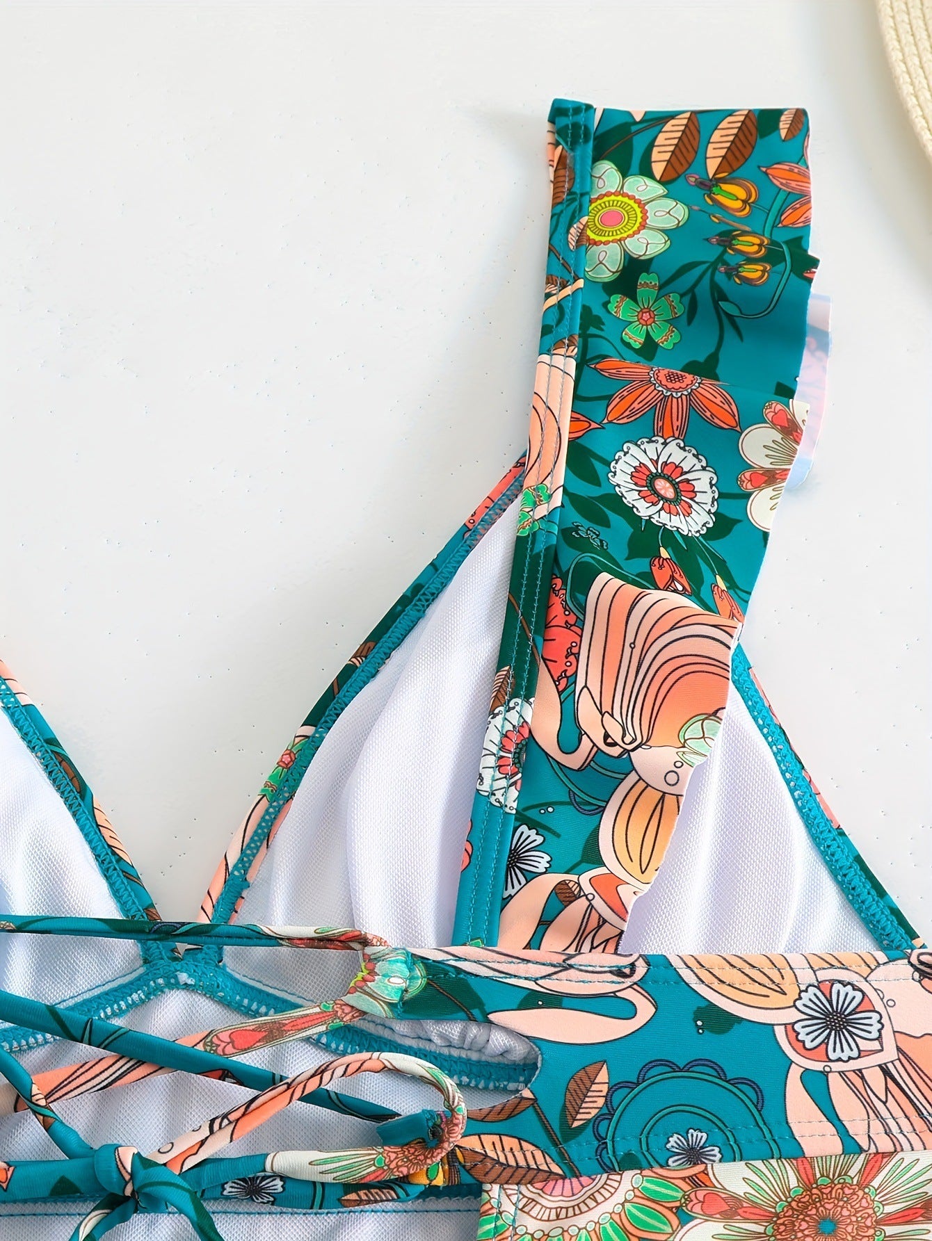 v-neck floral Ruffle bikini