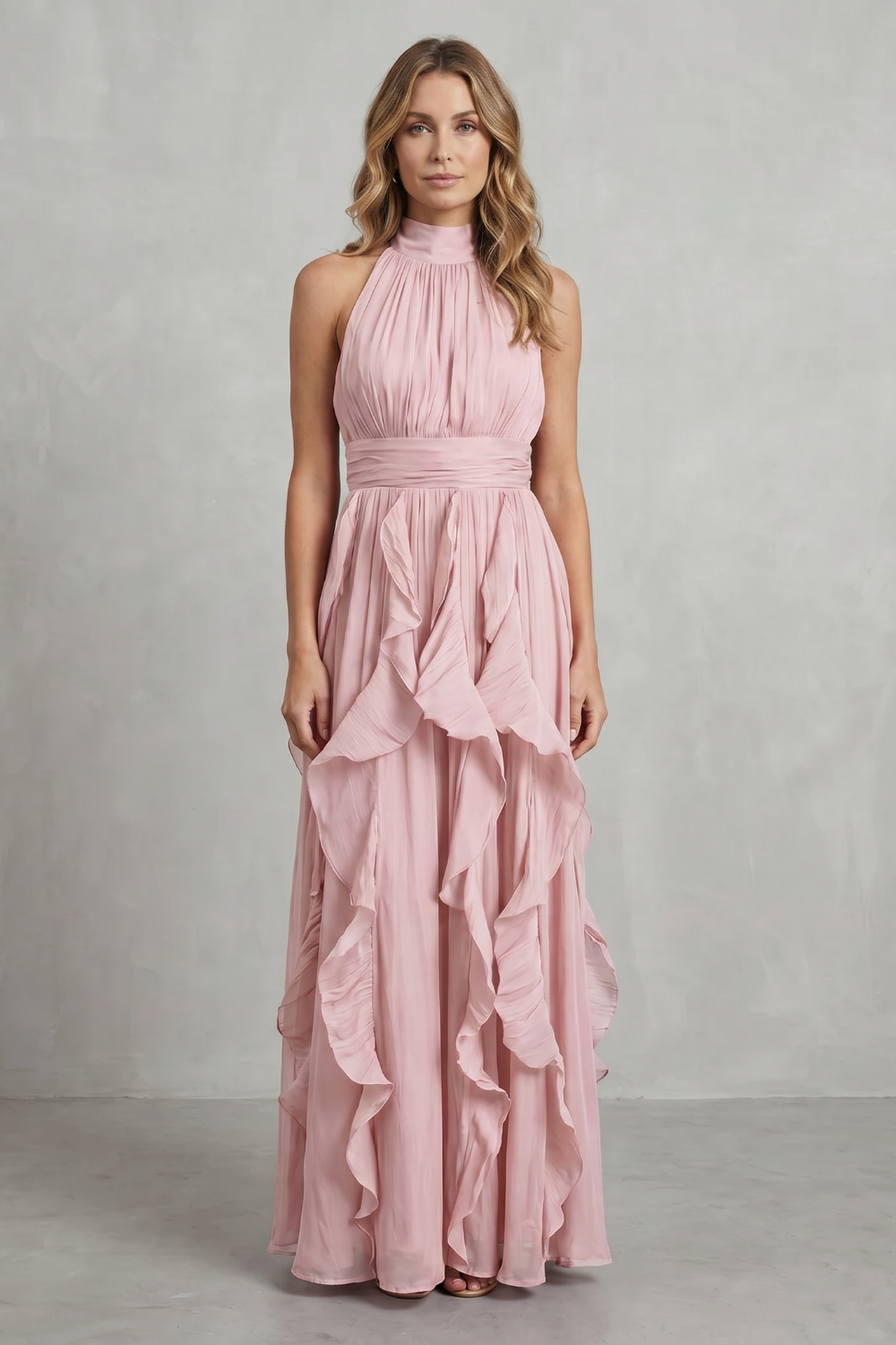 Rosamira – Ruffled chiffon elegance – Maxi dress