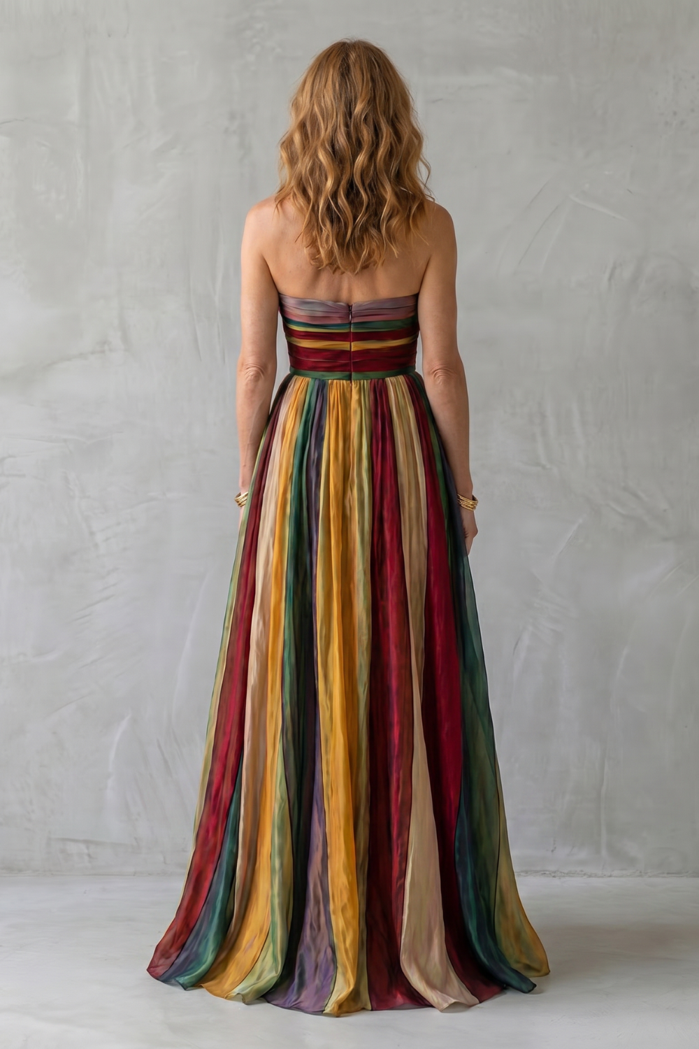 Valessia – Multicolour sunset stripes – Maxi dress