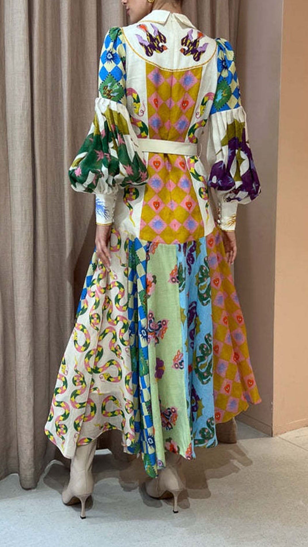 long sleeve Loose printed maxi Dress