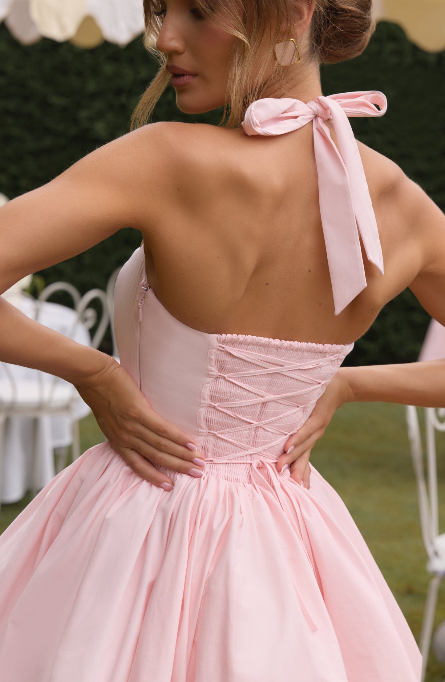 Maricia Embroidery Mini Dress - Blush