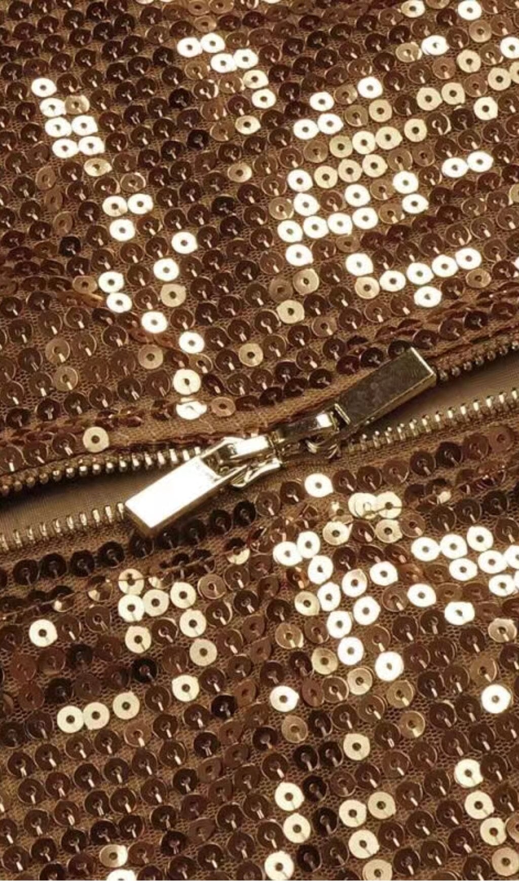 SEQUINED PLUSH SLIM FIT DRESS IN BROWN styleofcb