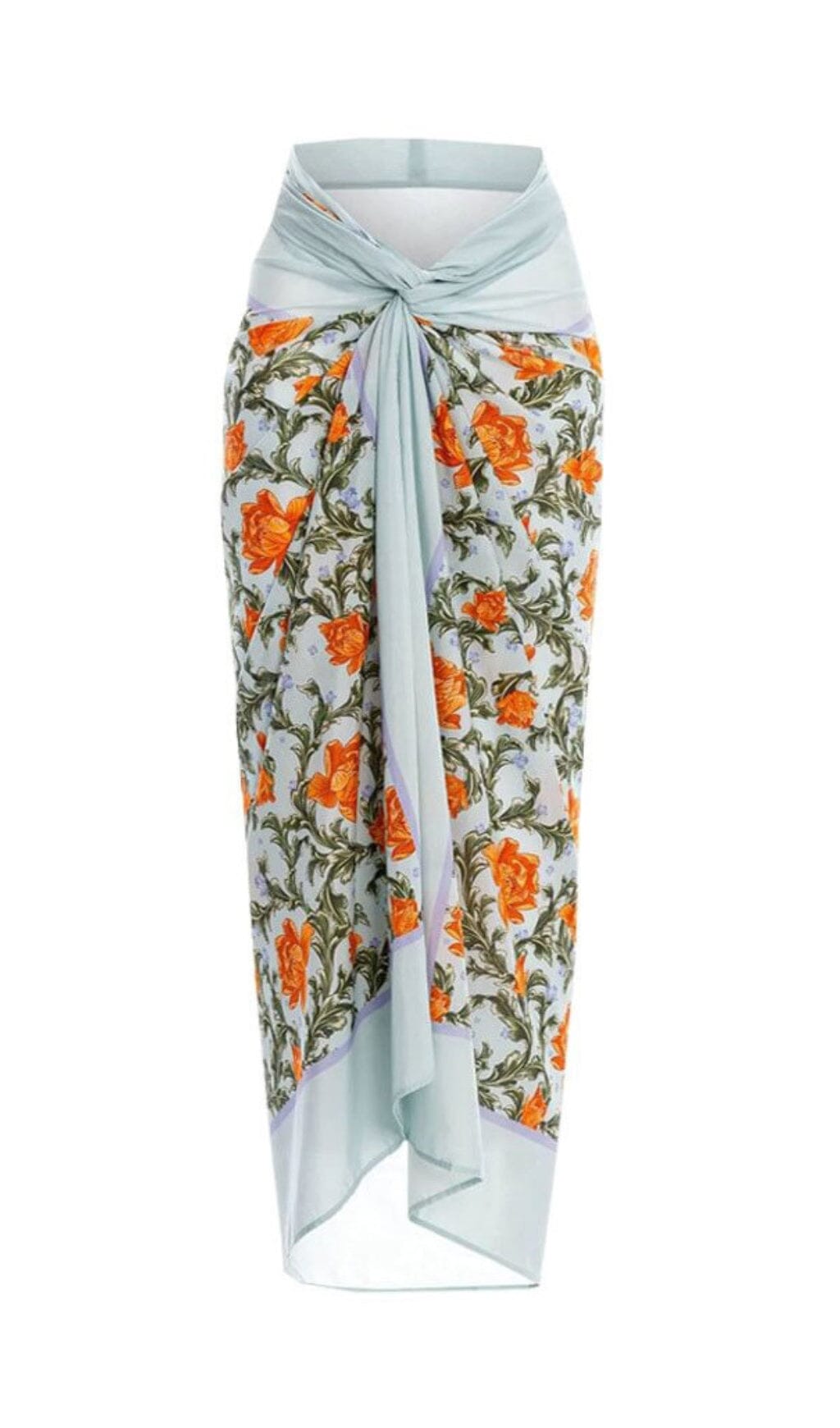 BLUE HALTER 3D FLOWER ONE PIECE SWIMSUIT AND SARONG styleofcb