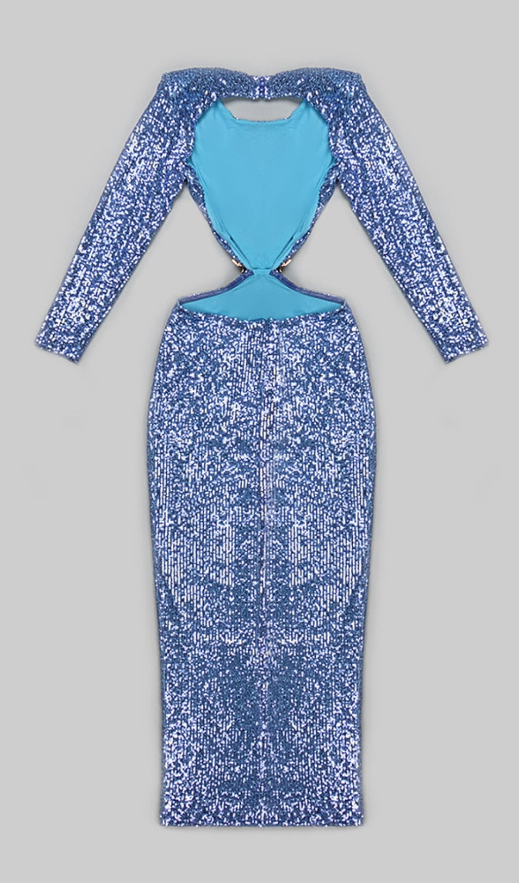 SEQUIN CUTOUT BACKLESS MAXI DRESS IN BLUE DREESES styleofcb