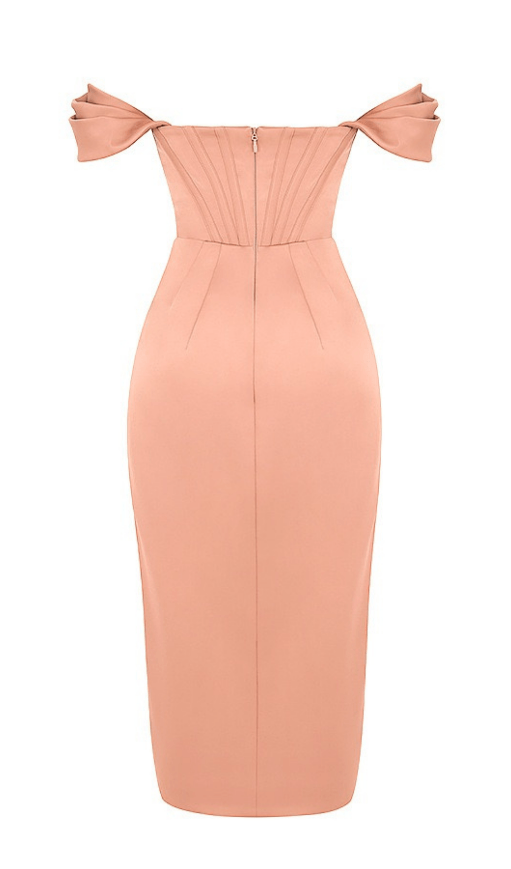 ASYMMETRIC SPLIT CORSET MIDI DRESS IN BLUSH Dresses styleofcb