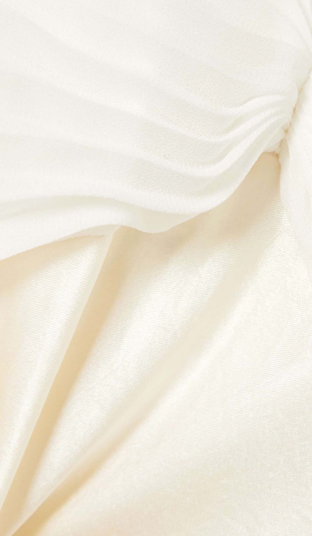 GEORGETTE PLEATED SATIN MAXI DRESS IN WHITE DRESS styleofcb