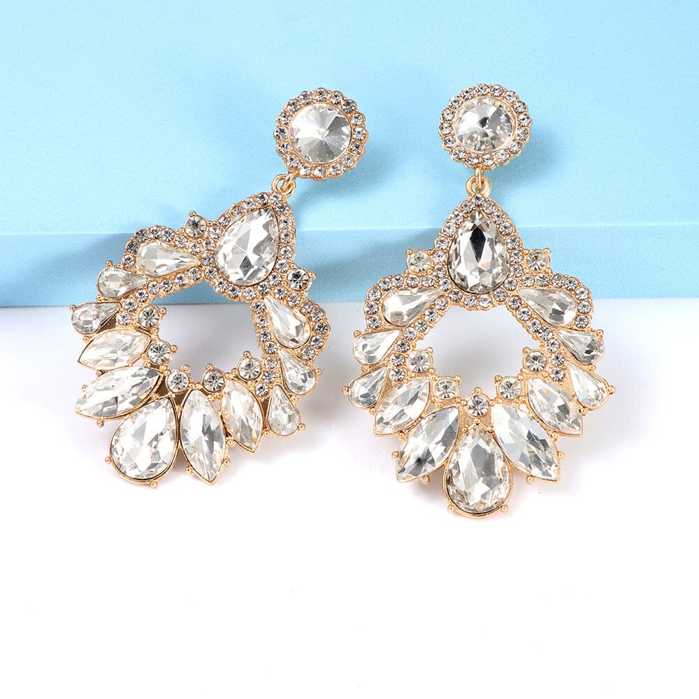 WHITE CRYSTAL CHANDELIER DROP EARRINGS JEWELLERY styleofcb