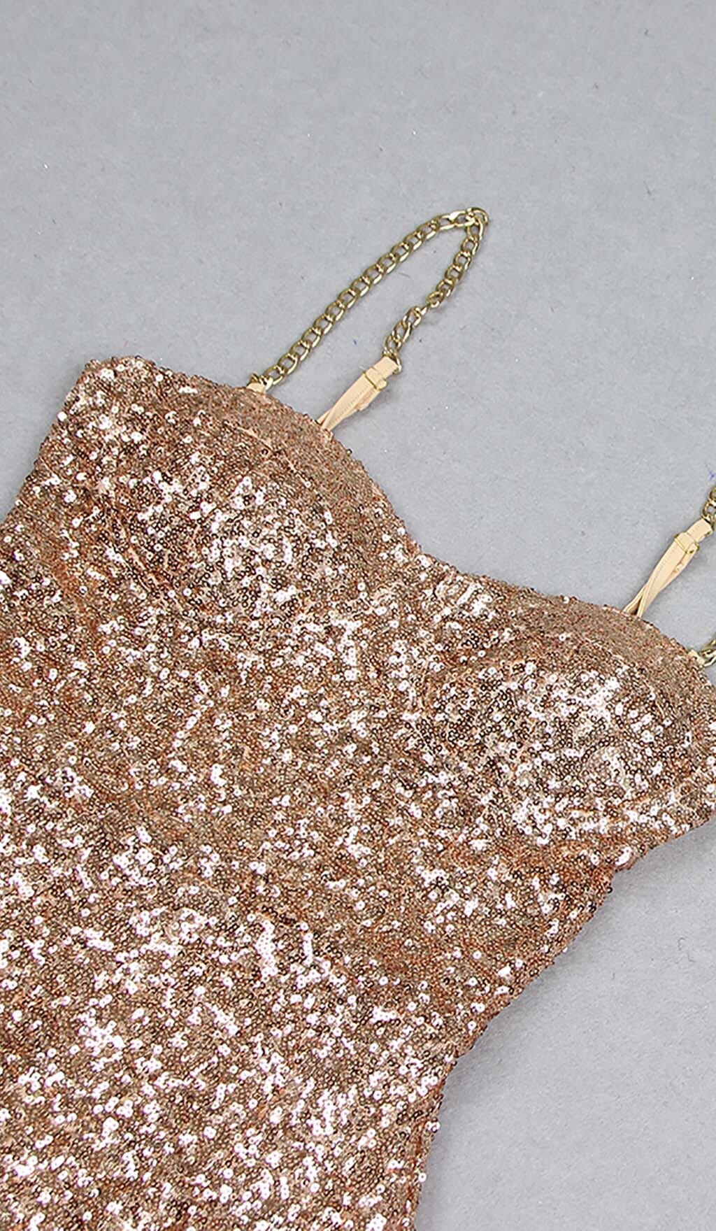 SEQUIN CORSET MIDI DRESS IN METALLIC GOLD DRESS sis label