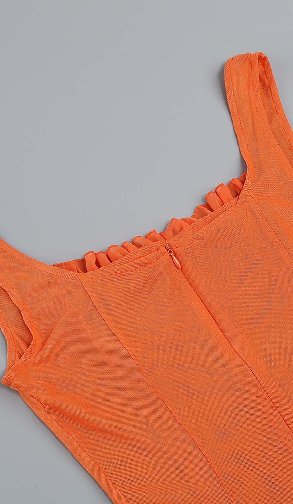 SHEER RUFFLED MAXI DRESS IN ORANGE DRESS styleofcb