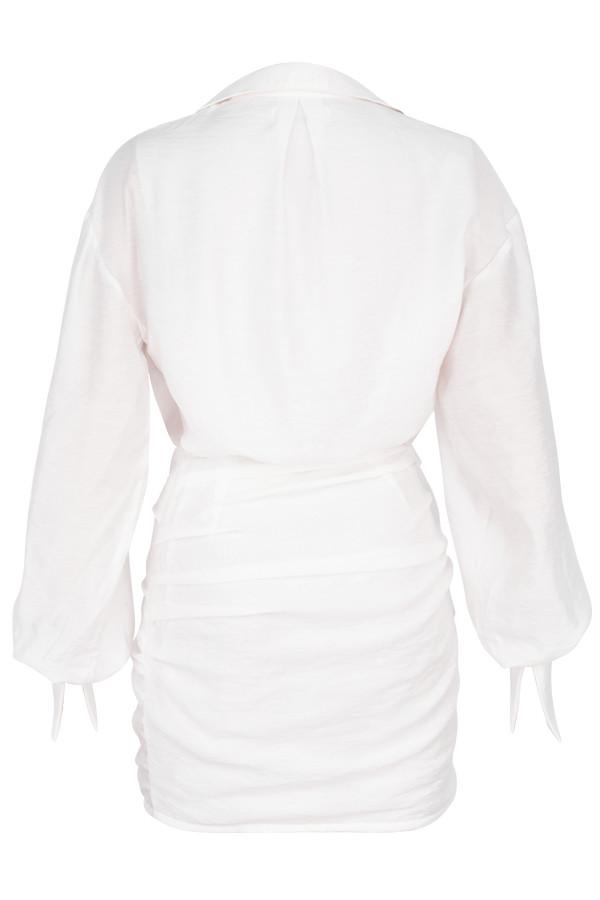 WHITE LONG SLEEVE SHIRT DRESS