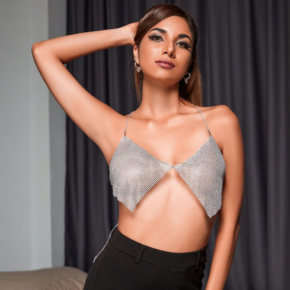BLING METAL HALTER TOP
