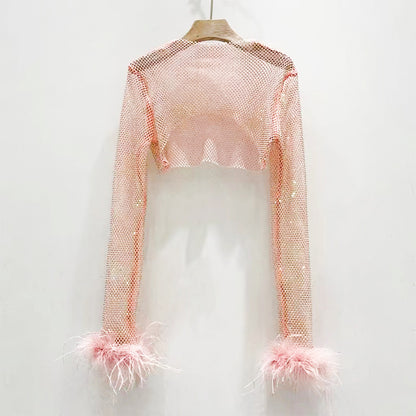 BLING FEATHER CROP TOP
