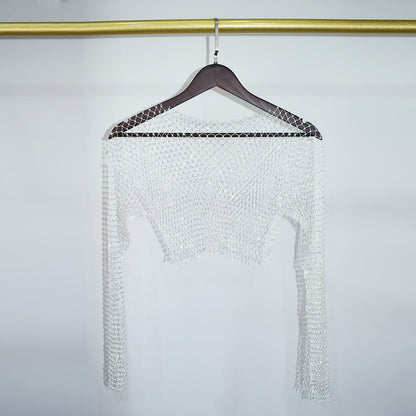 BLING LONG SLEEVE CROP TOP