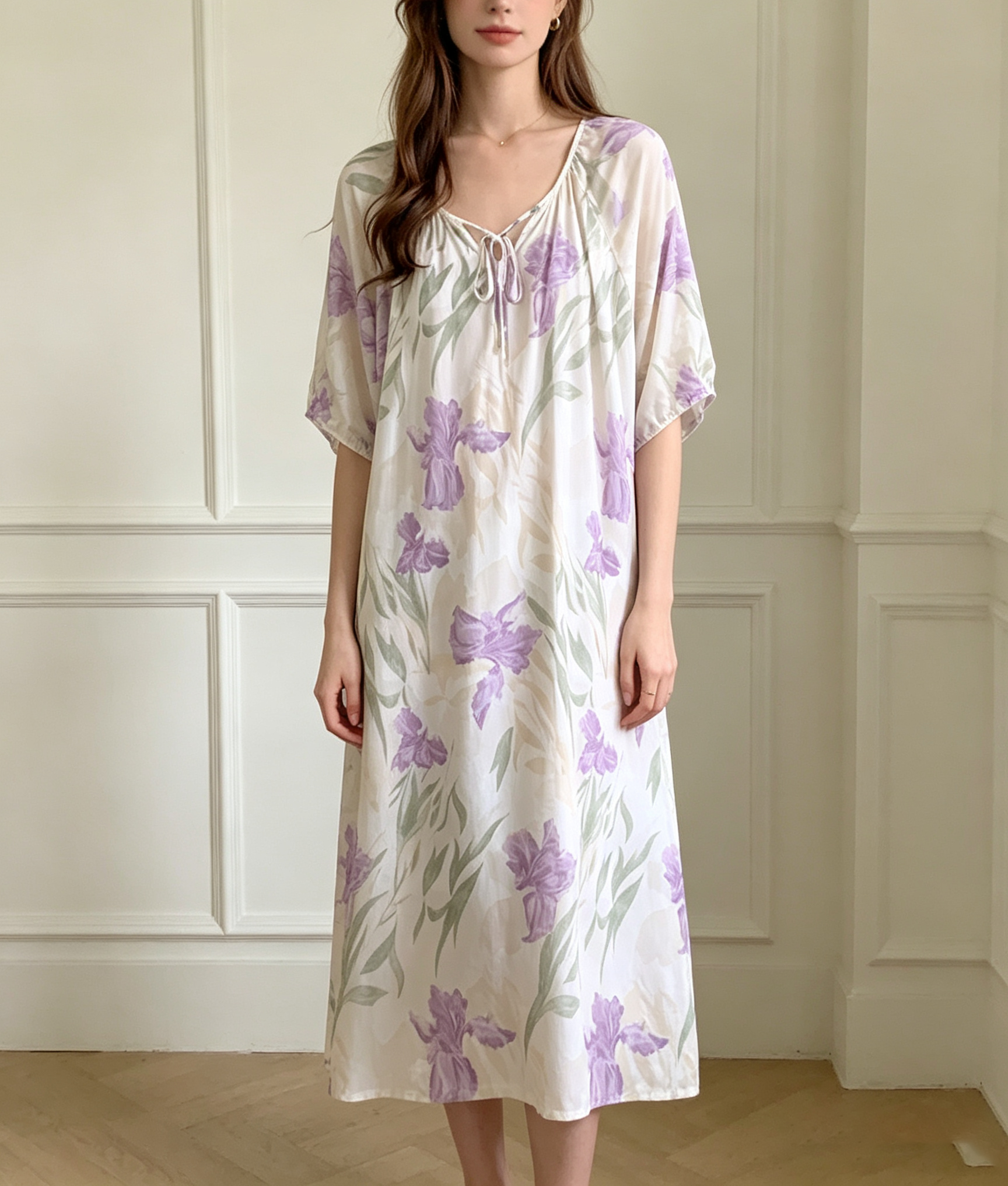 Breathable Relaxed-fit Eco Recycled Cotton Dress-purple