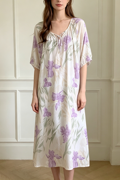 Breathable Relaxed-fit Eco Recycled Cotton Dress-purple