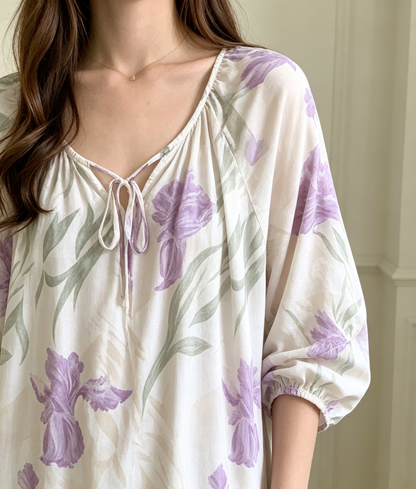 Breathable Relaxed-fit Eco Recycled Cotton Dress-purple