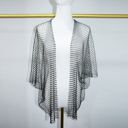 BLING MESH FISHING NET CUTOUT SHAWL