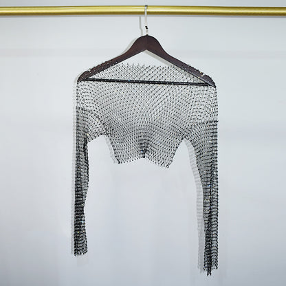 BLING LONG SLEEVE CROP TOP