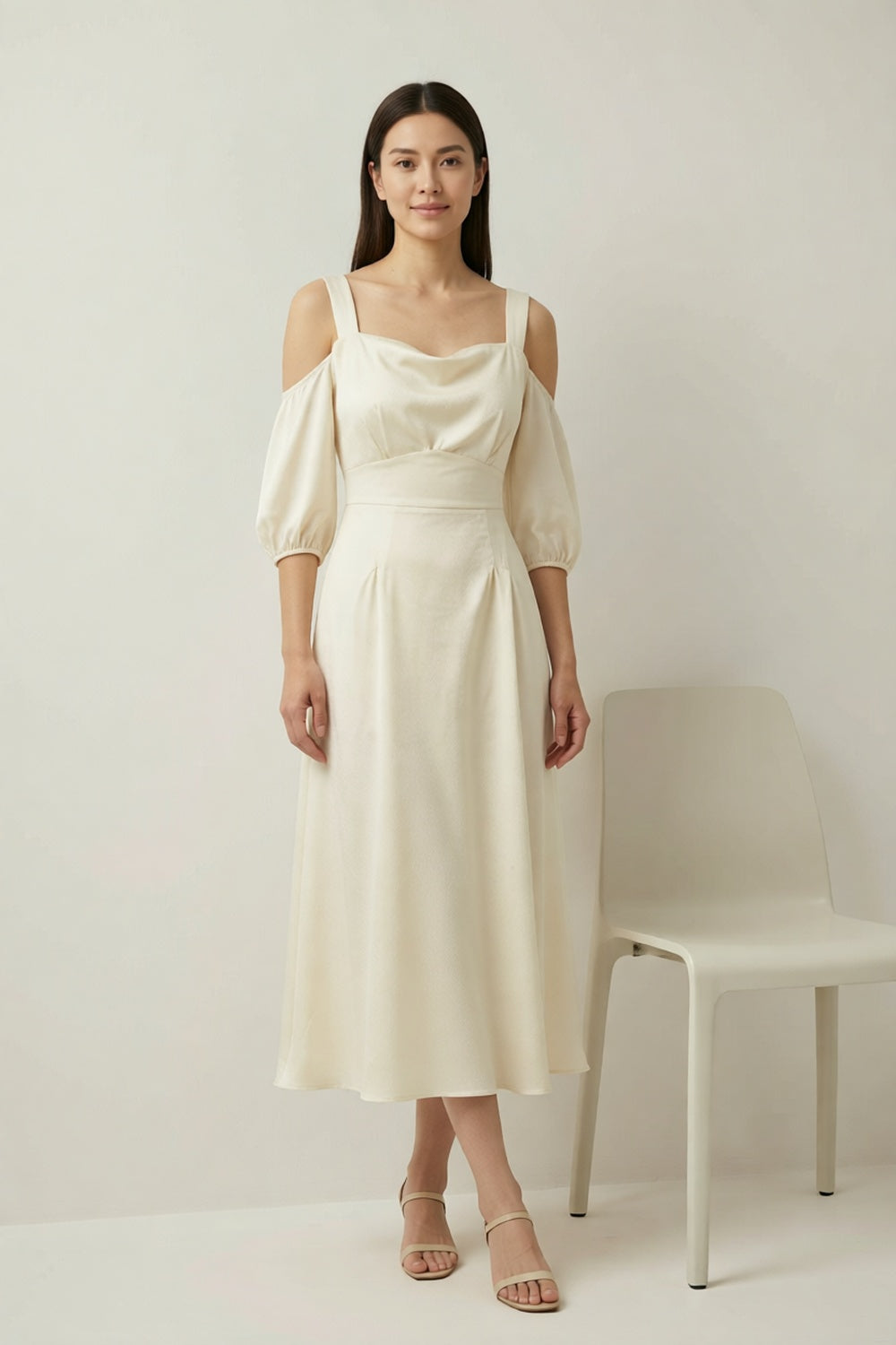 Italian Garden premium compact jersey or fluid Tencel blend Midi Dress for creative office clay red premium compact jersey or fluid Tencel blend Midi Dress - product view 5