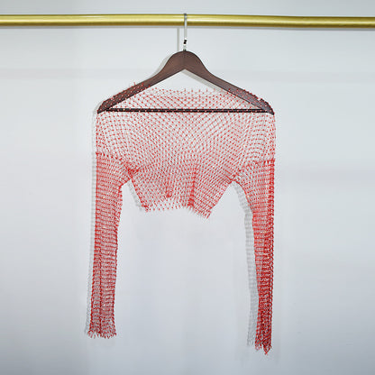 BLING LONG SLEEVE CROP TOP