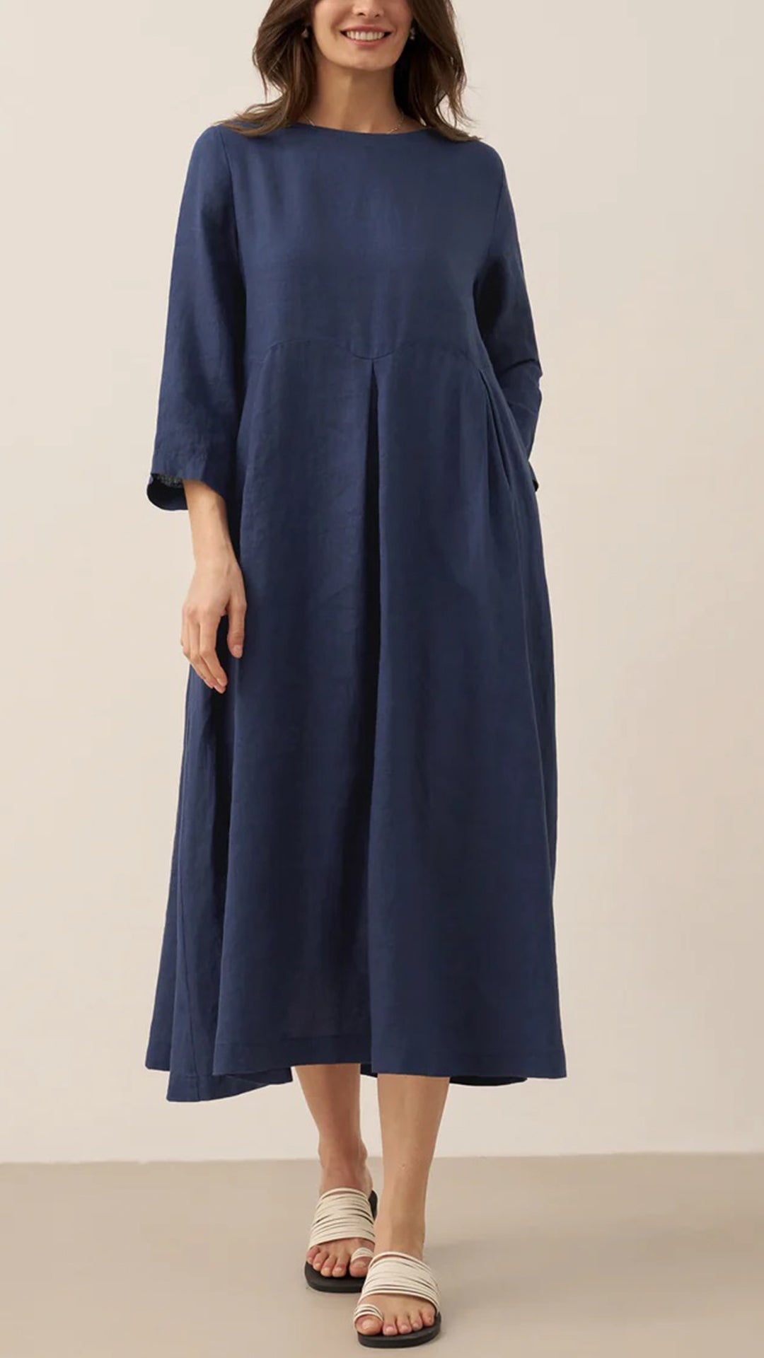 Loose-fitting Batwing Sleeve Cotton Linen Dress