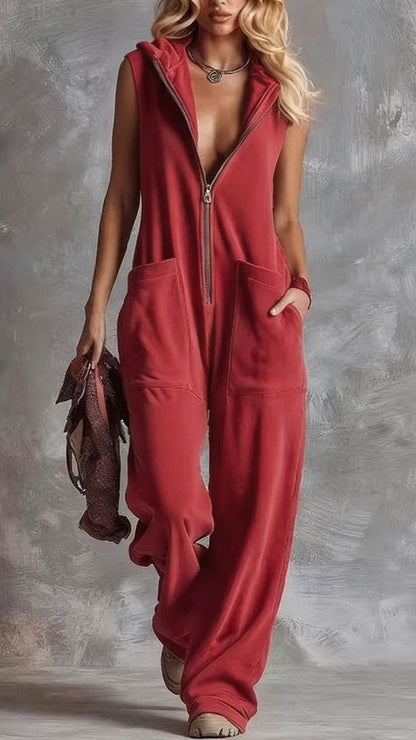 Zippered cotton jumpsuit