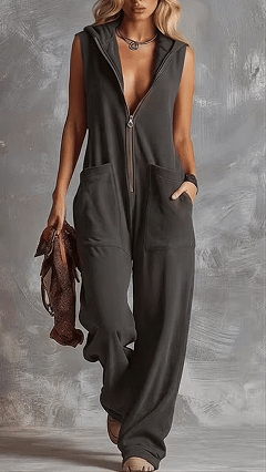 Zippered cotton jumpsuit