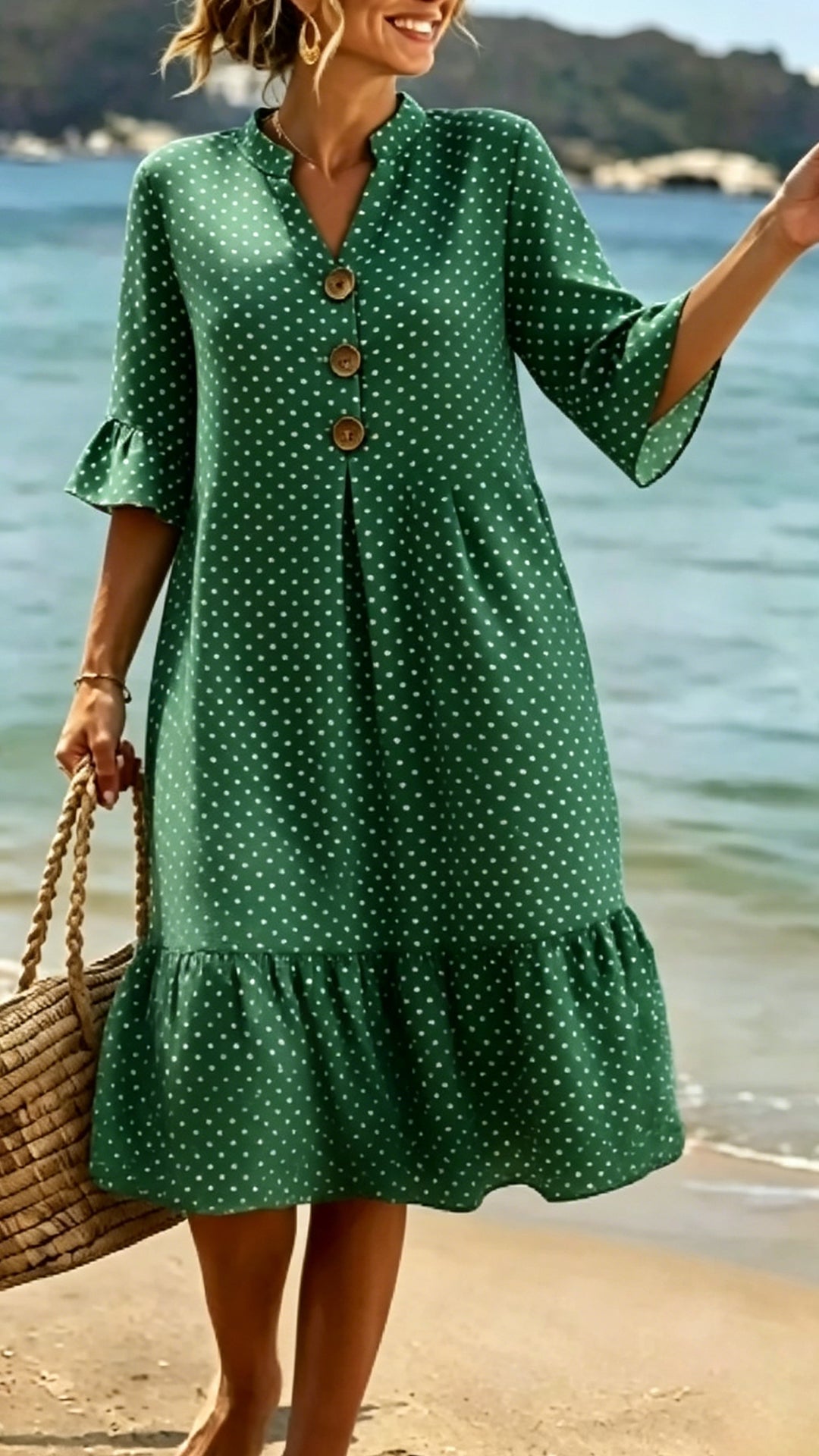 polka dots loose satin mini dress