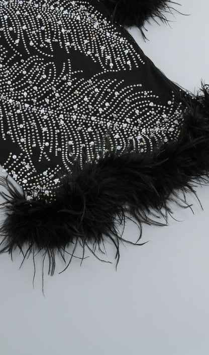 Sequin embellished mini dress in black