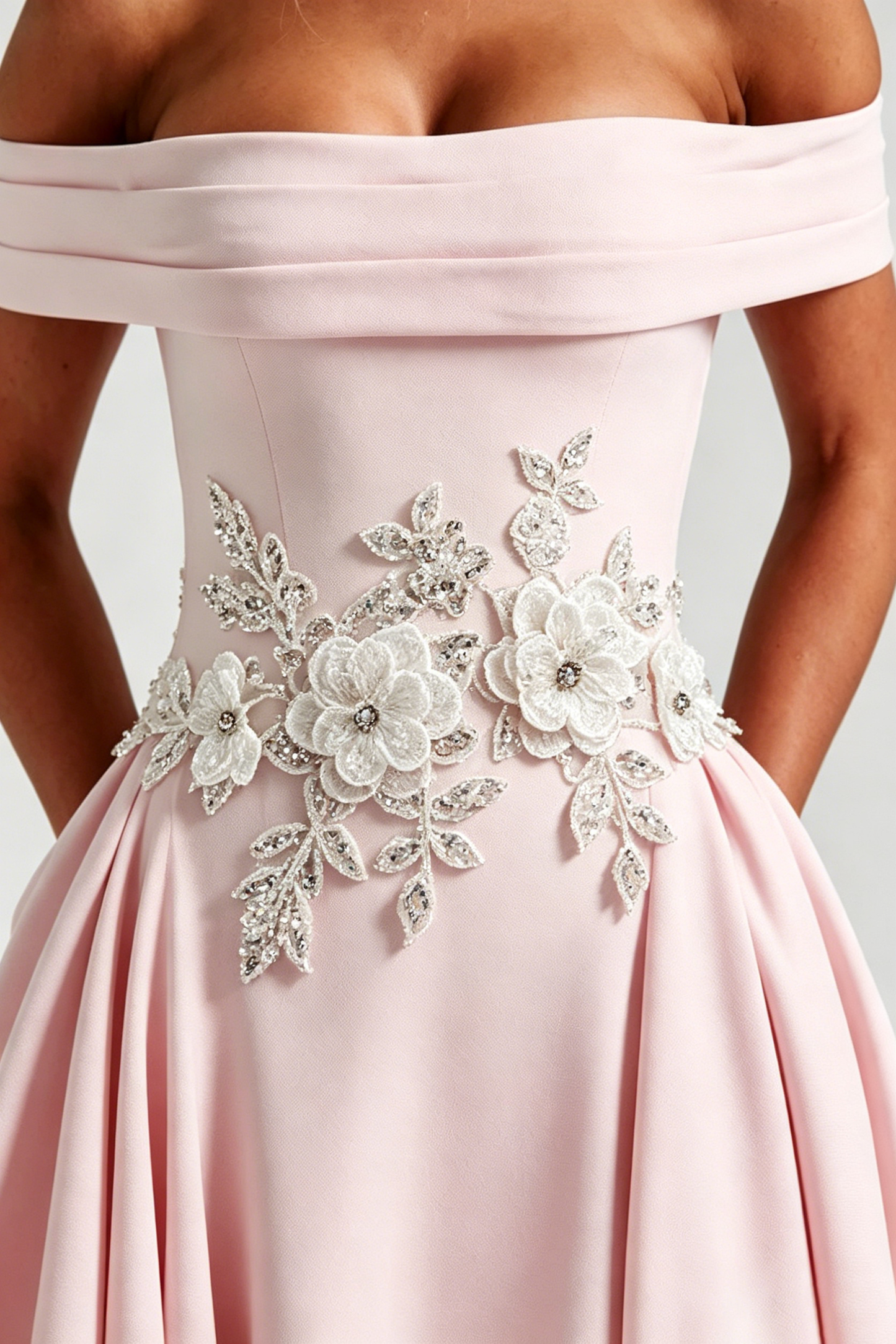 Miranda Embroidery Midi Dress - Blush