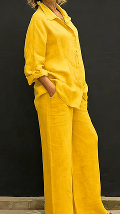 Yellow Linen Shirt pants Set