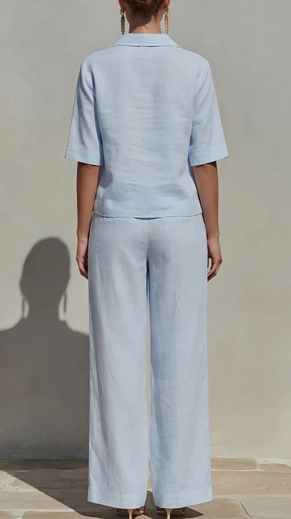 New Arrivals🔥Women's Solid Cotton Linen Two-Piece Set