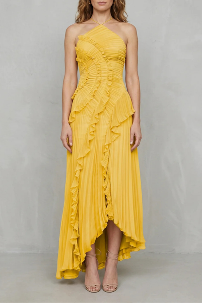 Lavirea – Sculpted pleats – One-shoulder midi dress
