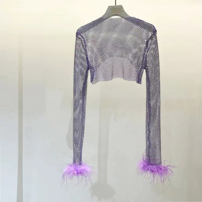 BLING FEATHER CROP TOP