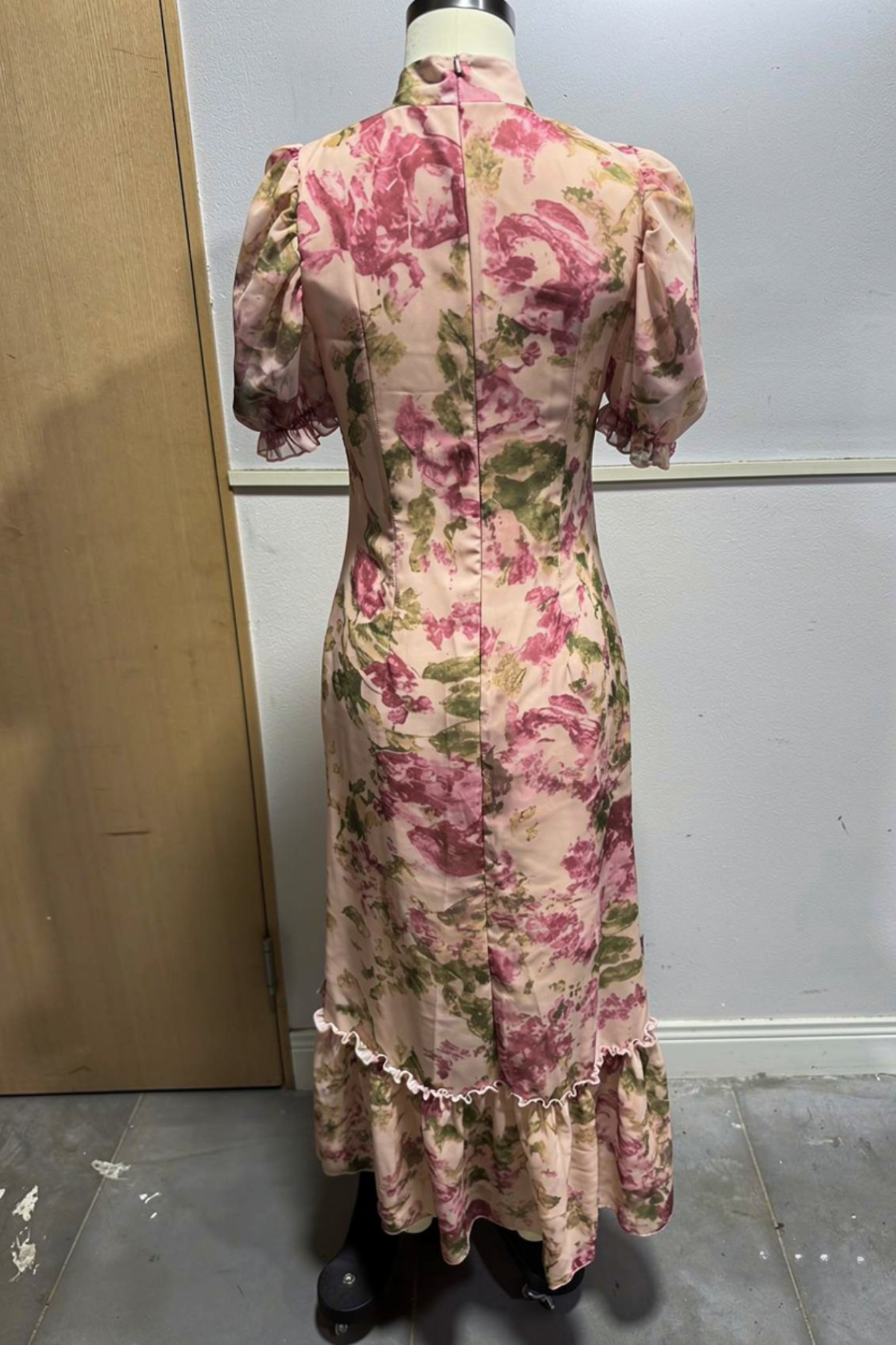 pamela Vintage Rose Print Maxi Dress With Puff Sleeves
