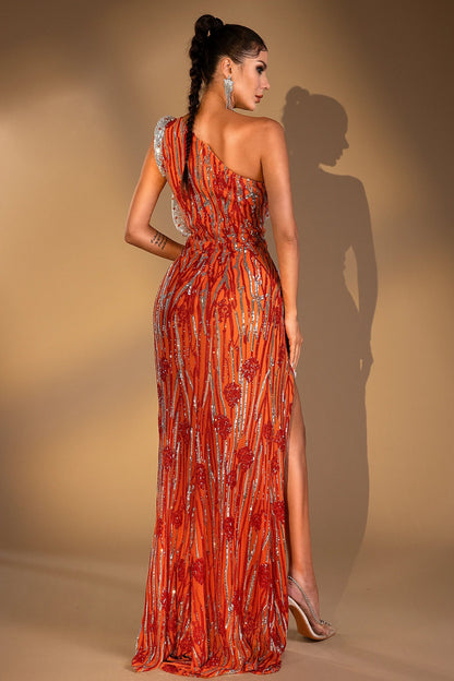 Jolene Floral Cutout Sequin Rhinestones Dress
