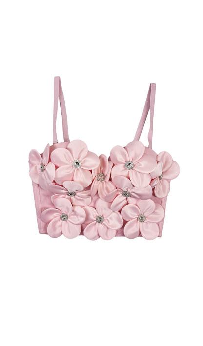 Flower embellished top in pink