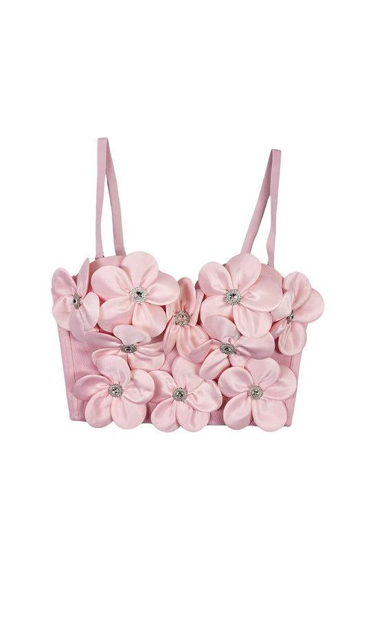 Flower embellished top in pink