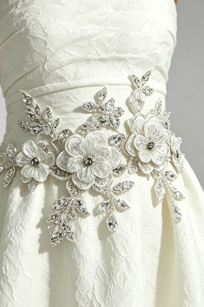 Lace Flower Embroidery Saoirse Midi Dress - Ivory