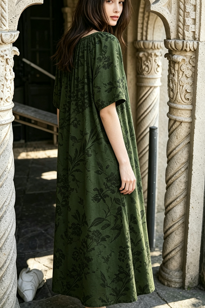 Breathable Relaxed-fit Eco Recycled Cotton Dress - Green