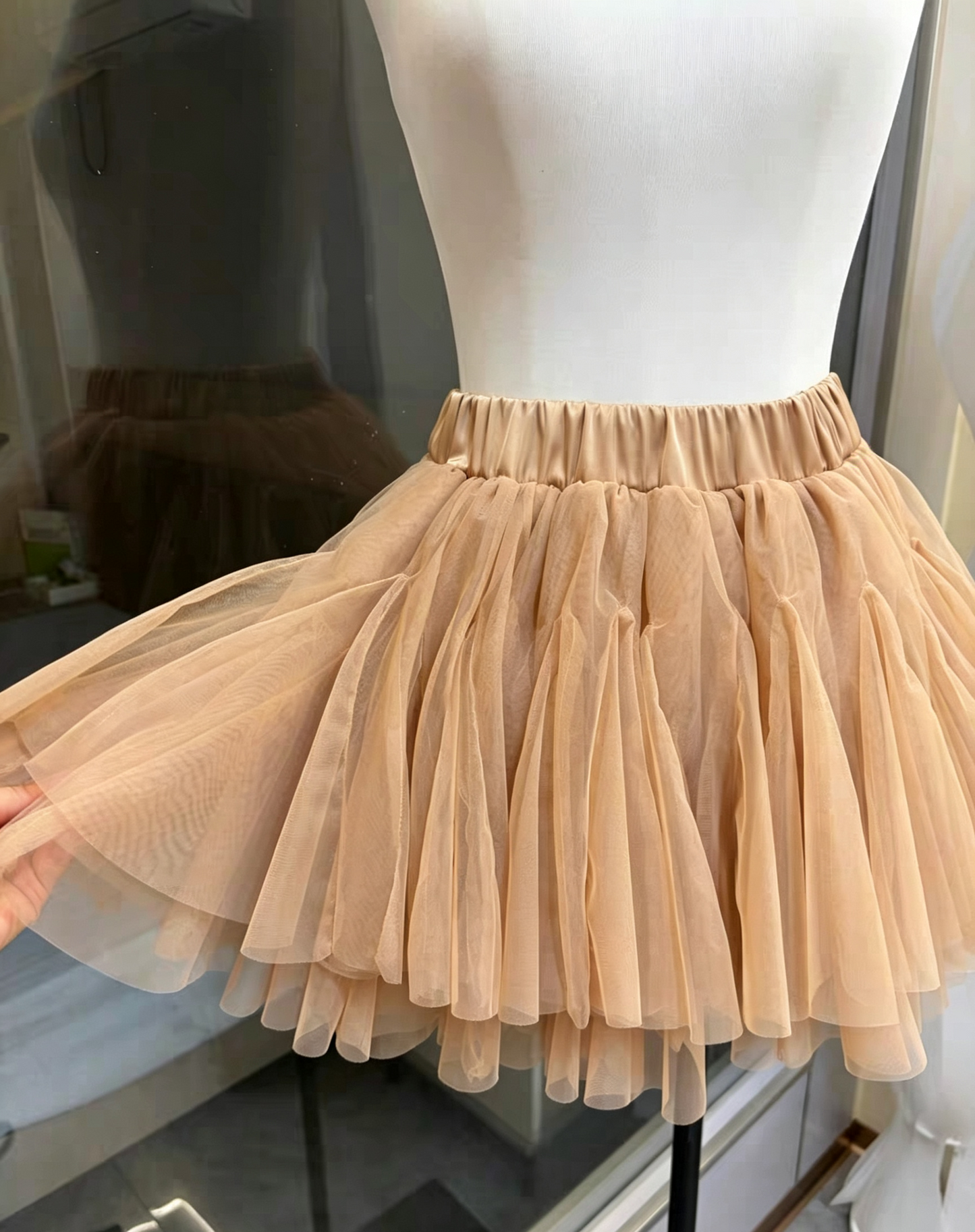 Black Lace Corset & Nude Tulle Tutu Two-Piece Set