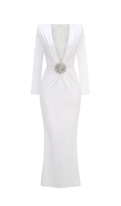 Long sleeve embellished maxi dresses