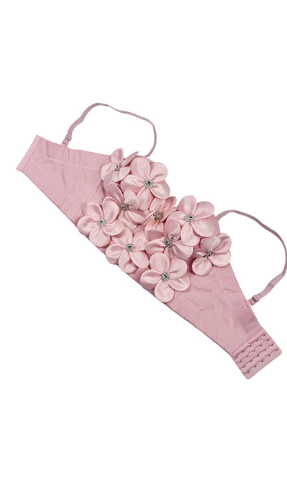 Flower embellished top in pink