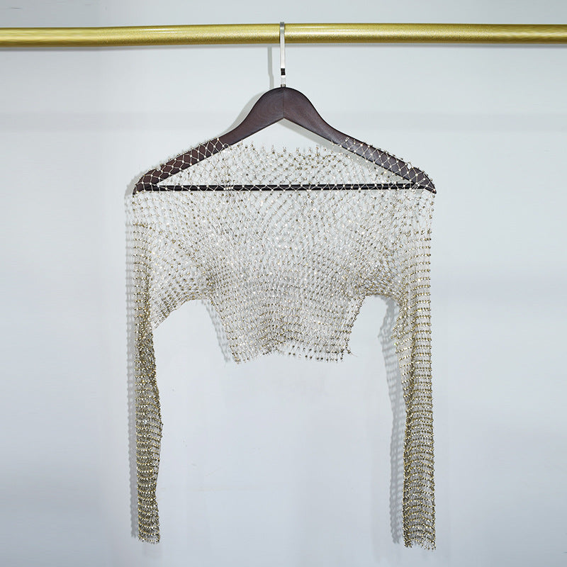 BLING LONG SLEEVE CROP TOP