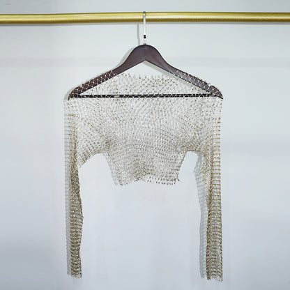 BLING LONG SLEEVE CROP TOP