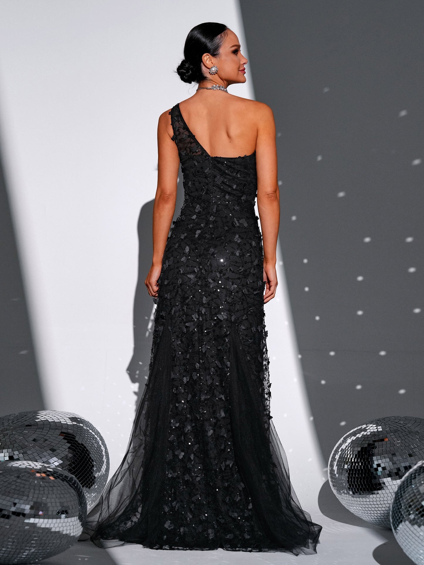 Butterfly Off Shoulder Sequin Mermaid Dress