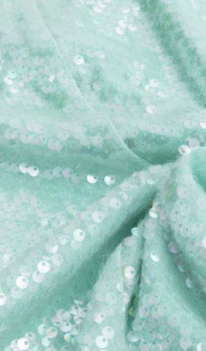 V neckline sequin midi dress in green